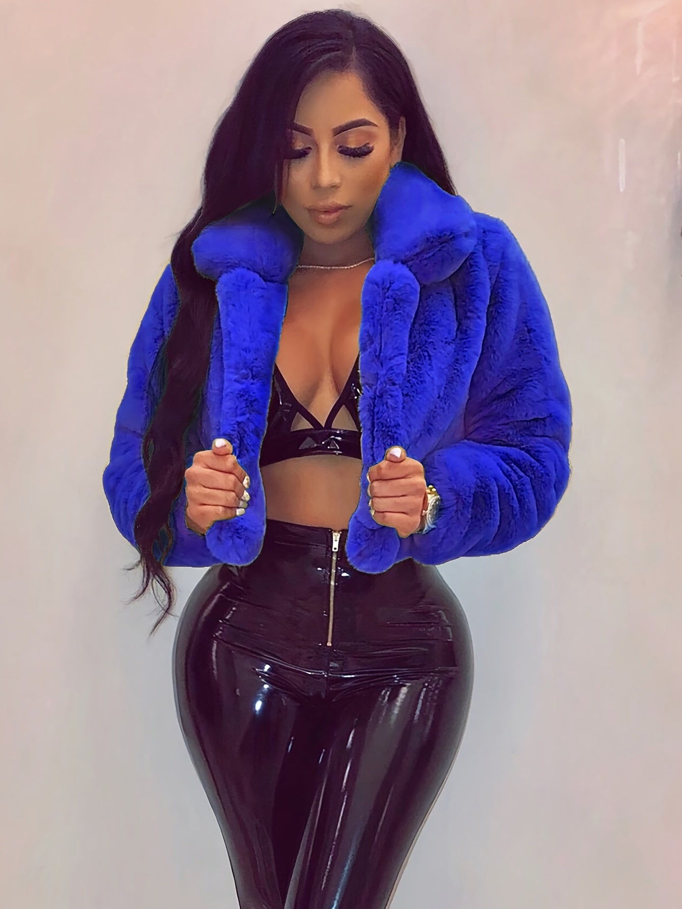 Cozy Chic Faux Fur Collar Cardigan Jacket
