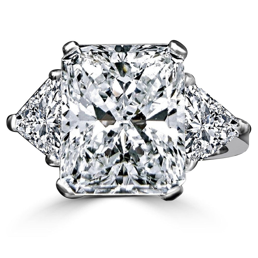 10CT Diamond Veneer Cubic Zirconia Three Stone 14K Gold Ring. 635R71337K-10CT