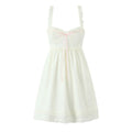 French Slim Fit V neck Lace Lace up Waist Controlled A line Sling Dress