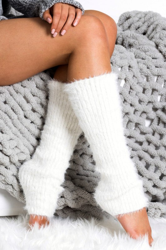 Cozy Eyelash Knit Leg Warmers – Soft Fuzzy Winter Cottagecore Layering Accessories