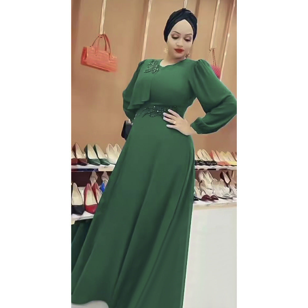 Retro Hepburn Women's Long Sleeve Swing Casual Dress