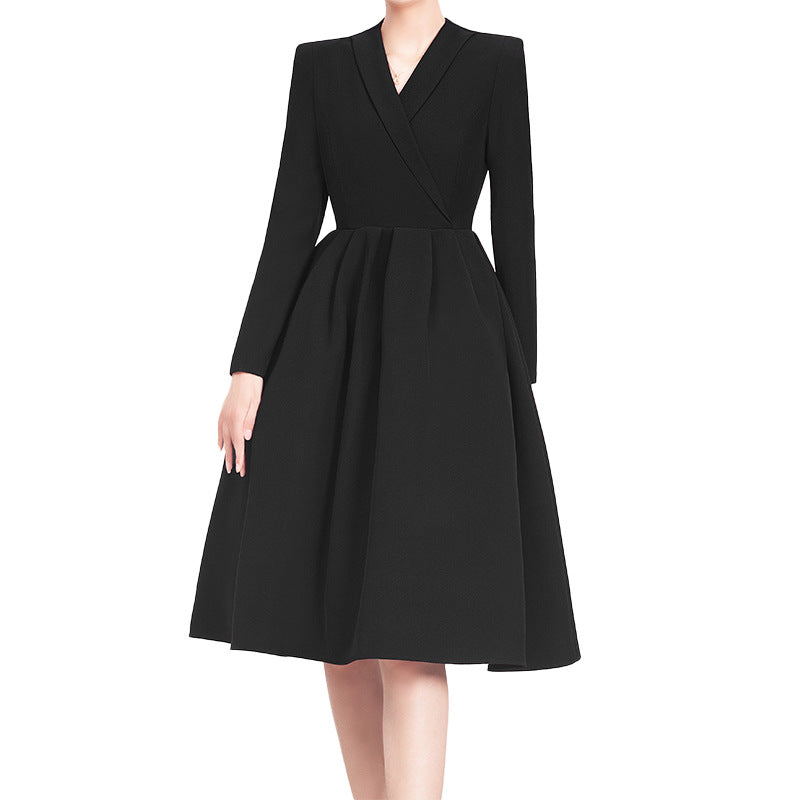 Red V-neck Dress Women's Suit Collar See SIZE chart for more details