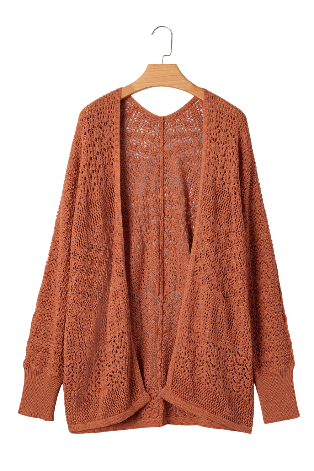 Redwood Burl Mixed Pattern Knitted Open Front Plus Cardigan