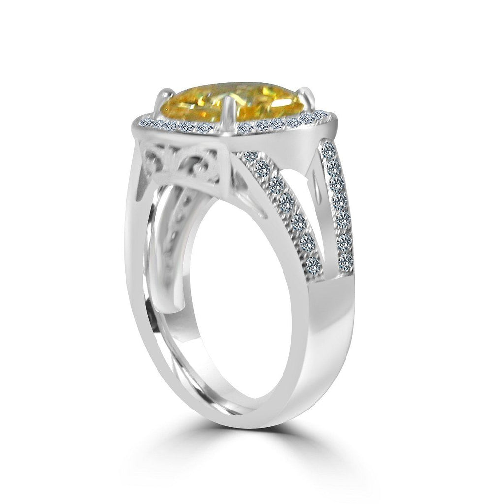 3.5CT Square Cushion Diamond Veneer Cubic Zirconia 14K Gold Ring. 635R0246K