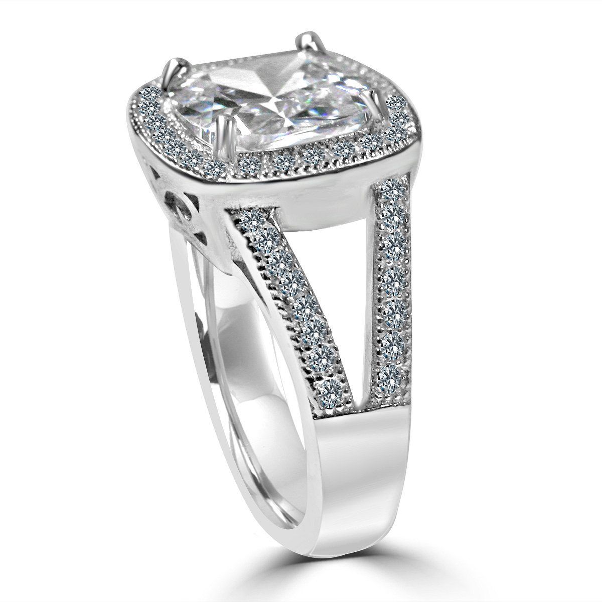 3.5CT Square Cushion Diamond Veneer Cubic Zirconia 14K Gold Ring. 635R0246K