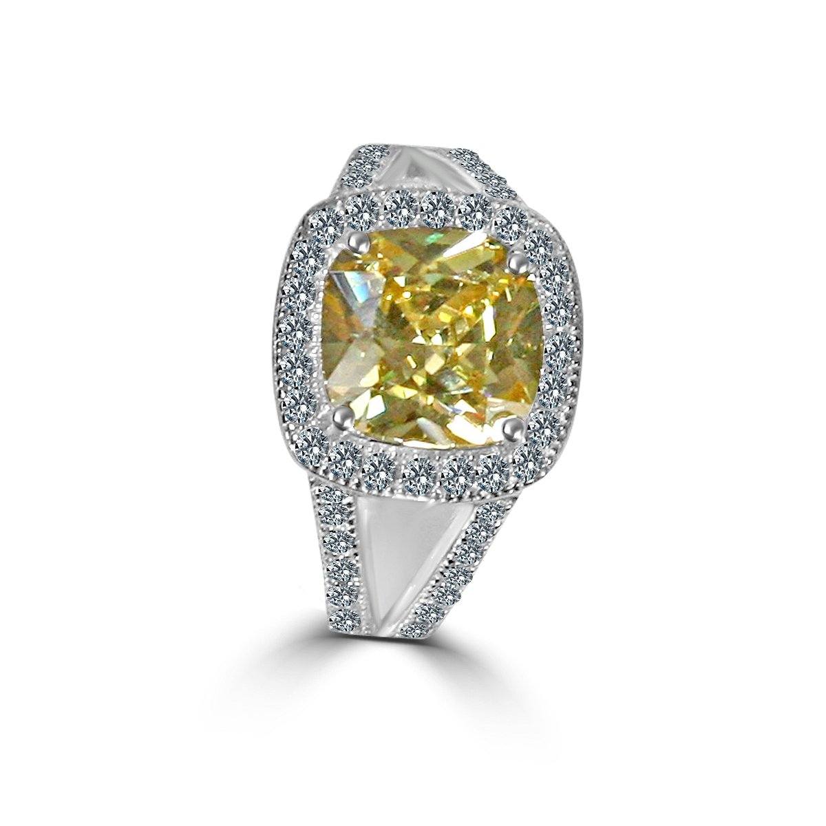 3.5CT Square Cushion Diamond Veneer Cubic Zirconia 14K Gold Ring. 635R0246K