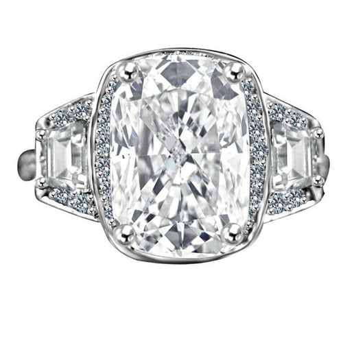 3.5CT Cushion Diamond Veneer Cubic Zirconia 14K Gold Ring. 635R71567K