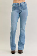 Judy Blue Bootcut Jeans Plus Size Mid Rise With Contrast Wash And Front Patch Pockets