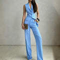 Womens Sleeveless Loose-Fit Straight-Leg Pants With A Slimming Professional Suit (see size guide under more details)