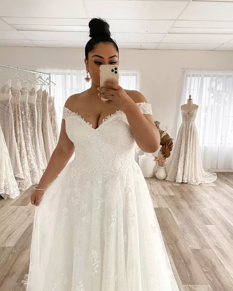 Wedding Dress Plus Size A-Line Off The Shoulder
