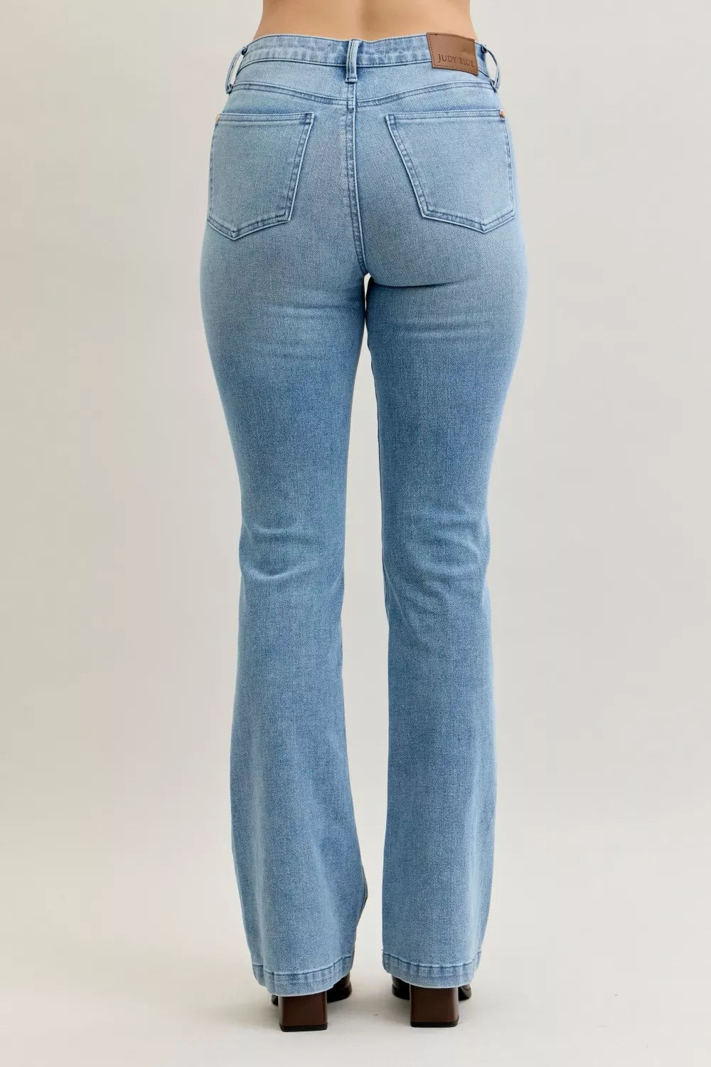 Judy Blue Bootcut Jeans Plus Size Mid Rise With Contrast Wash And Front Patch Pockets