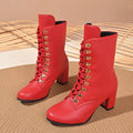 Lace-Up Boots with Block Heel