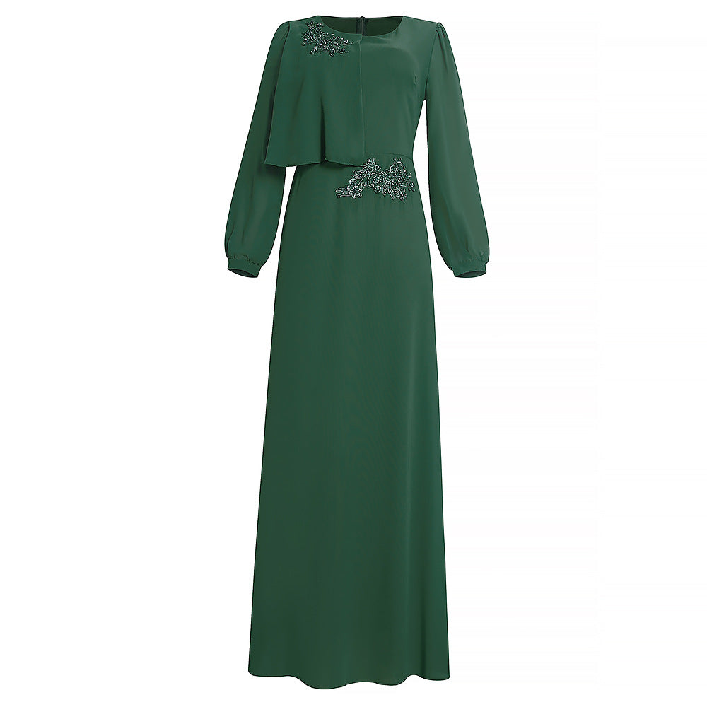 Retro Hepburn Women's Long Sleeve Swing Casual Dress