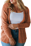 Redwood Burl Mixed Pattern Knitted Open Front Plus Cardigan