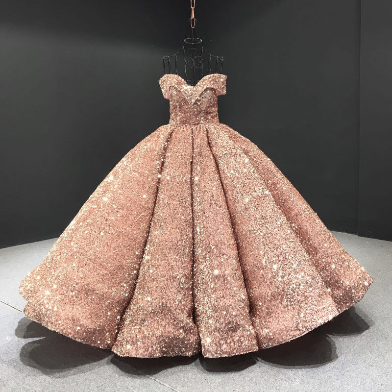 Bridal Wedding Dress Women's Sequined Ball Show Dress See SIZE chart for more details