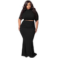 Midriff Outfit Plus Size Women's Two-piece Suit