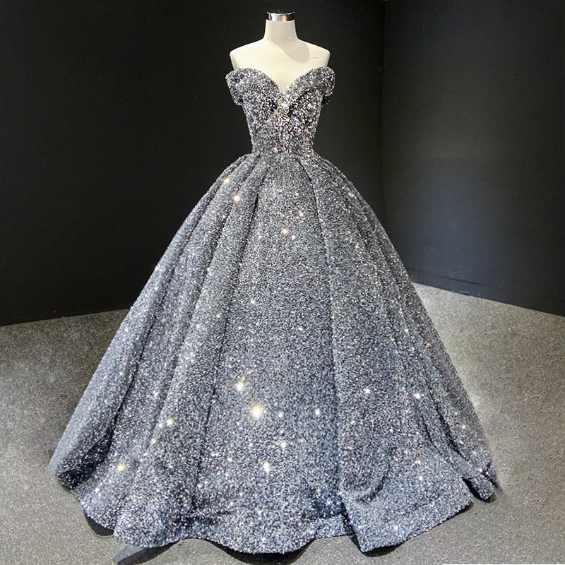 Bridal Wedding Dress Women's Sequined Ball Show Dress See SIZE chart for more details