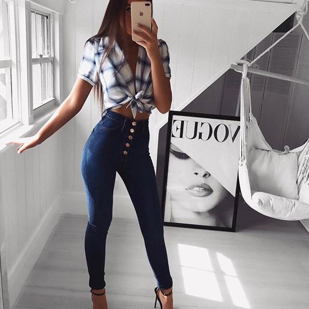 Cowgirl Chic High Waisted Skinny Jeans - Stylish and Comfortable Denim Jeans for Women