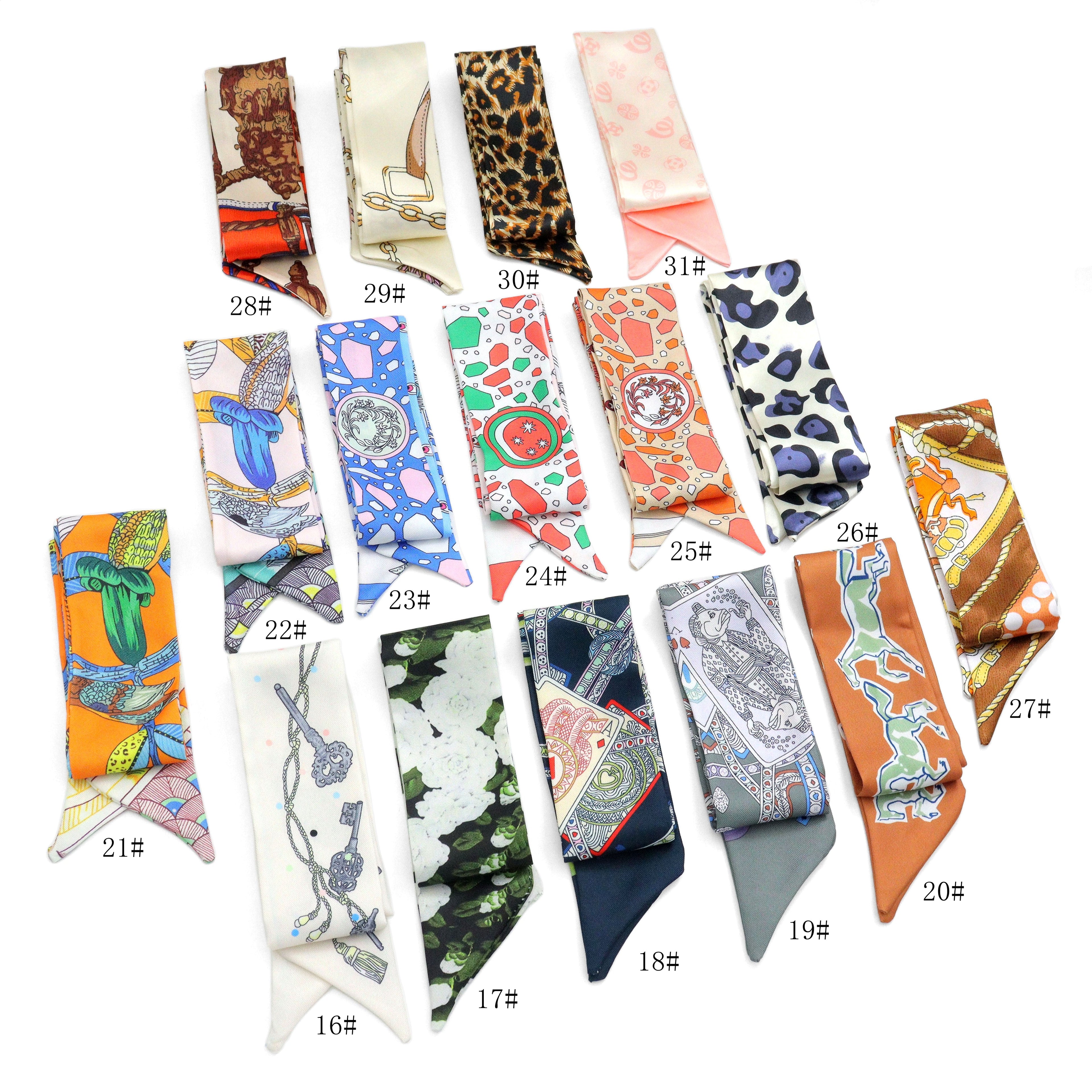 31 Asssorted colors Narrow scarf for scarf necklace making, hair&bag scarves accessories, EF806S