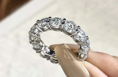5CT TW Round Diamond Veneer Cubic Zirconia 14K Gold Eternity Ring. 635R103K