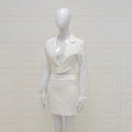 Chic White V-Neck Suit Set