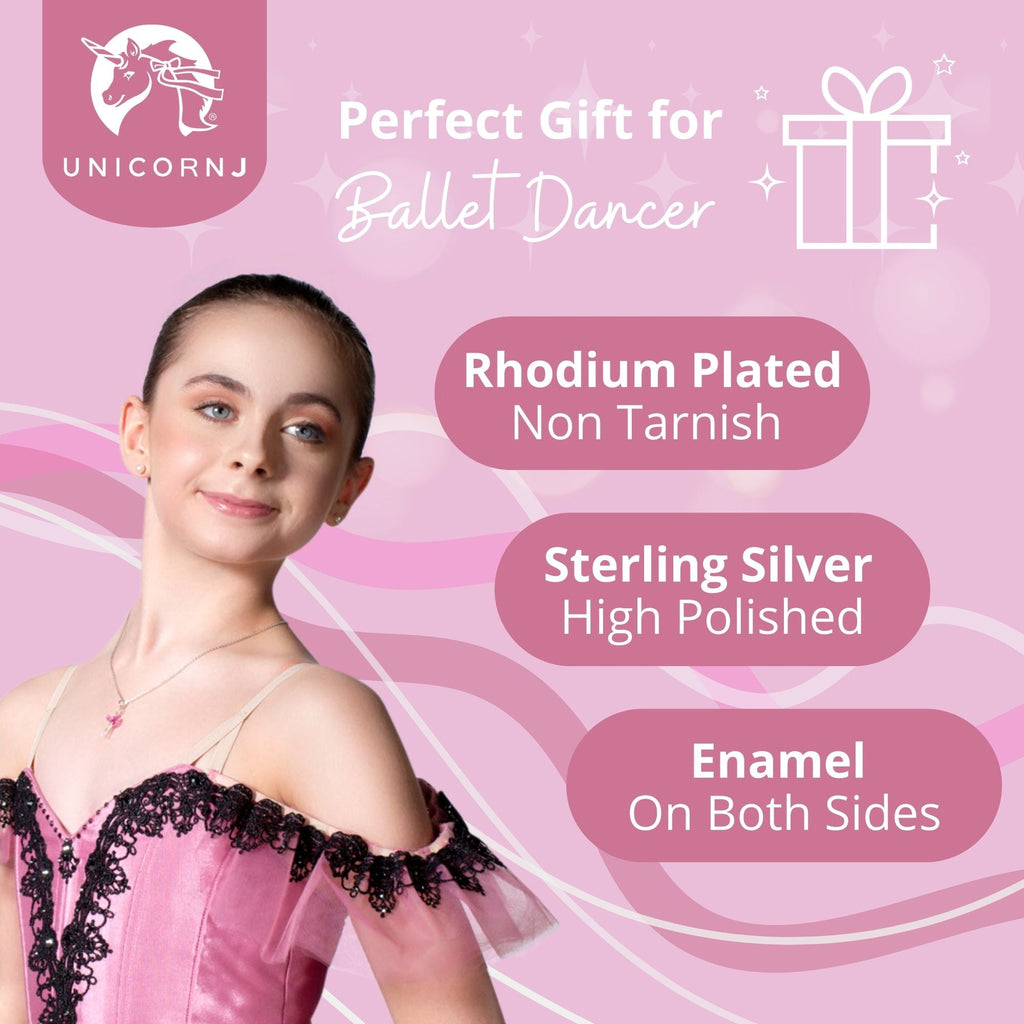 Ballerina Dancer Pendant Necklace in Sterling Silver and Enamel