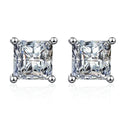 S925 Square Princess Cut CZ or Moissanite Stud Earrings, 0.6-2ct Sterling Silver Hypoallergenic Zirconia Gift for Her Him