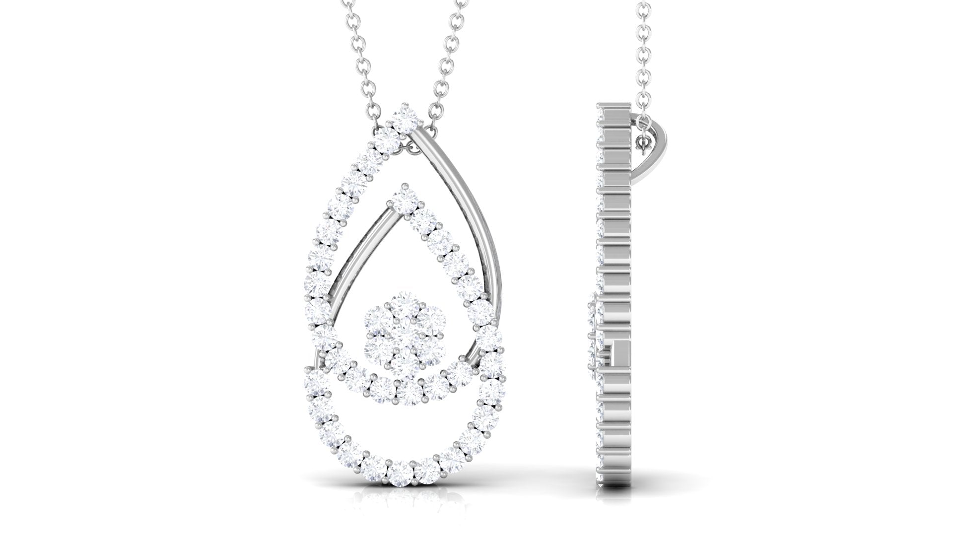 2.5 CT Moissanite Floral Teardrop Pendant in Prong Setting