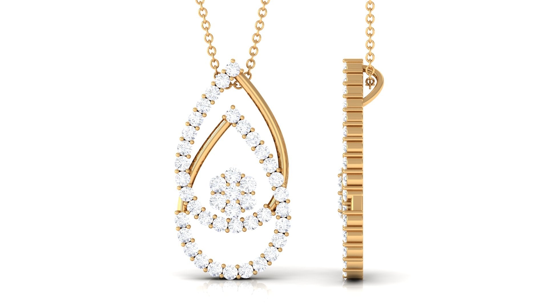 2.5 CT Moissanite Floral Teardrop Pendant in Prong Setting