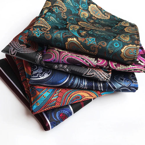 41 Colors 25 x 25 cm (9.8 x 9.8 in) Men's Pocket Square Handkerchief - Paisley, Dot & Stripe Wedding Hanky