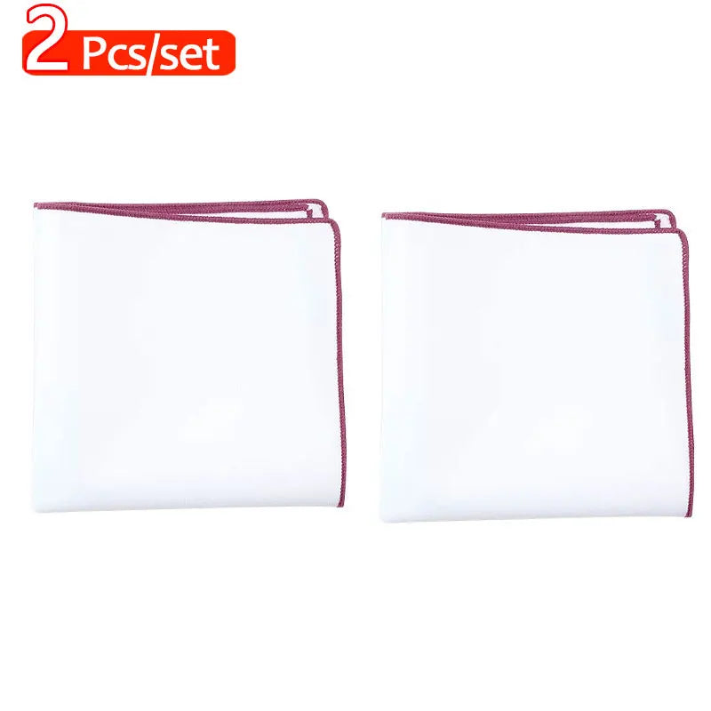 2-Pack Men's Cotton Linen Handkerchiefs White Pocket Squares 9 x 9 in (23 x 23 cm)