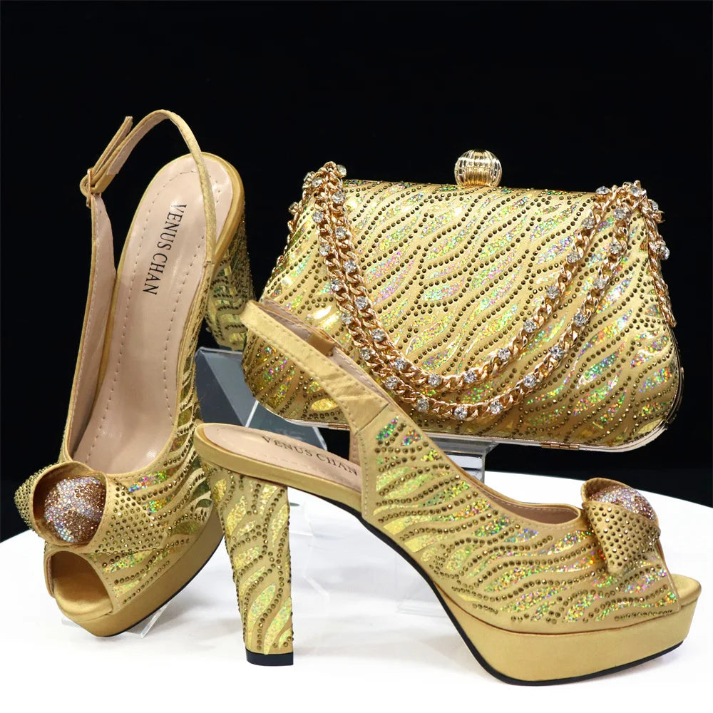 Italian Shoes And Bag Sets For Evening Party With Stones HJK1-60