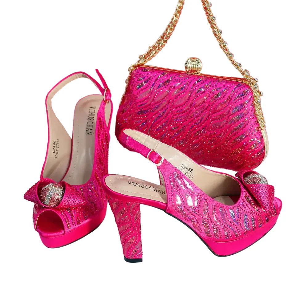 New Fashion Ladies Shoes Matching Bag Set HTRE45