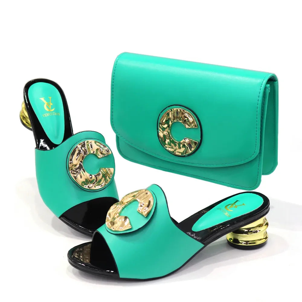 Latest Fashion African Shoes and Bags Set GH564