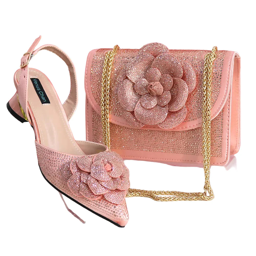 Elegant Lady Shoes And Bag Set with Rhinestone NBT543