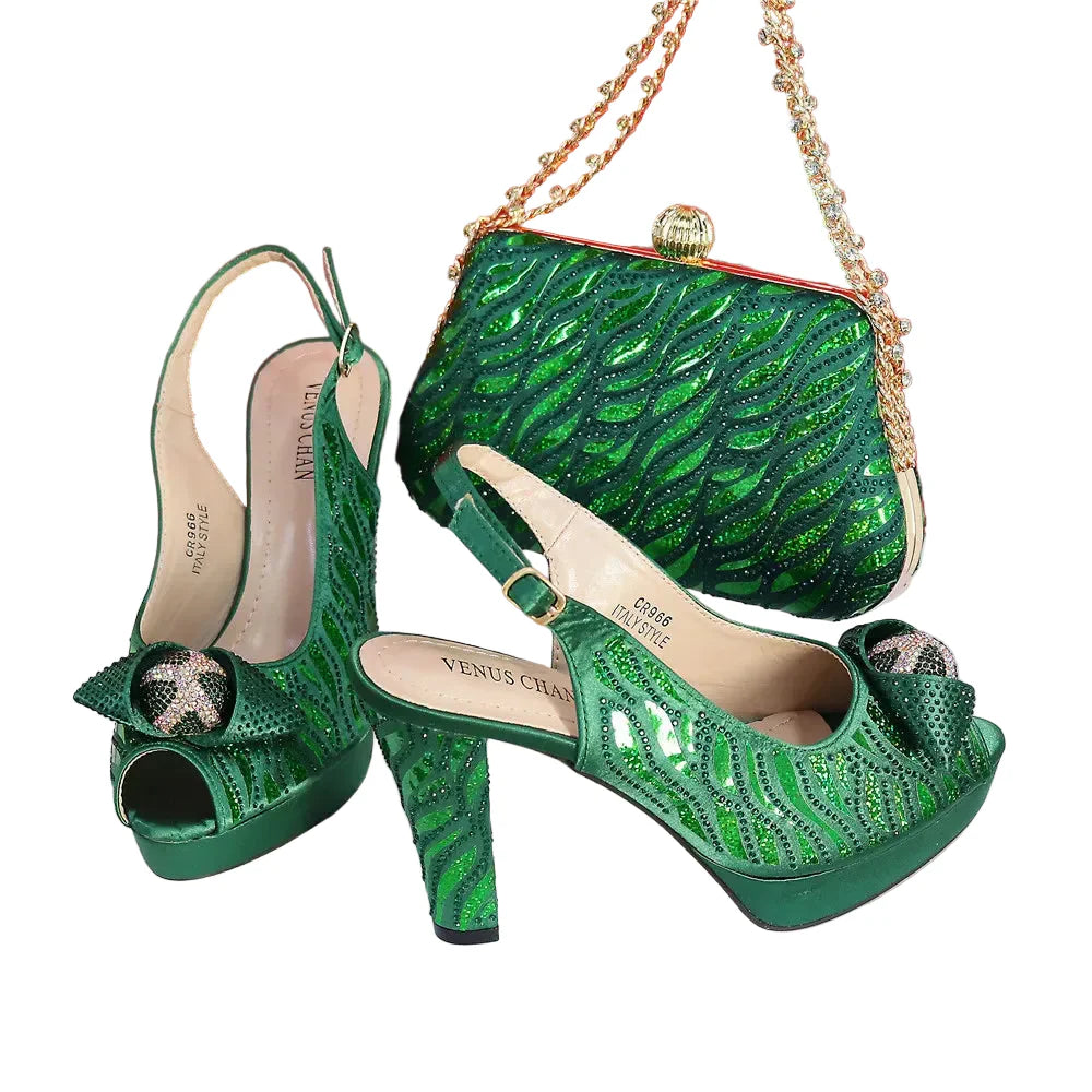 New Fashion Ladies Shoes Matching Bag Set HTRE45