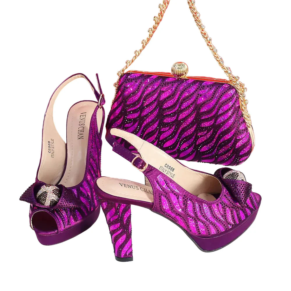 New Fashion Ladies Shoes Matching Bag Set HTRE45