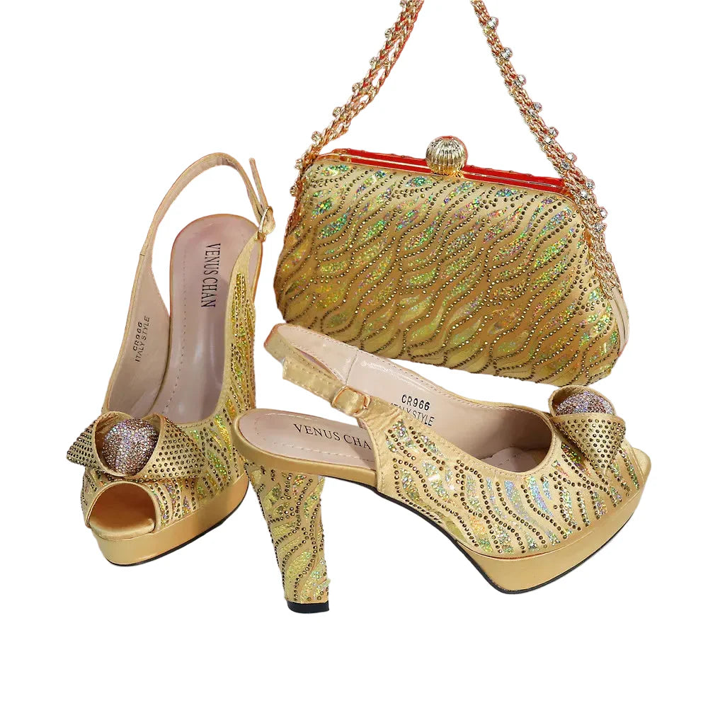 New Fashion Ladies Shoes Matching Bag Set HTRE45