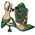 Women Shoes and Bag Set With Rhinestone Handbag GHTR54