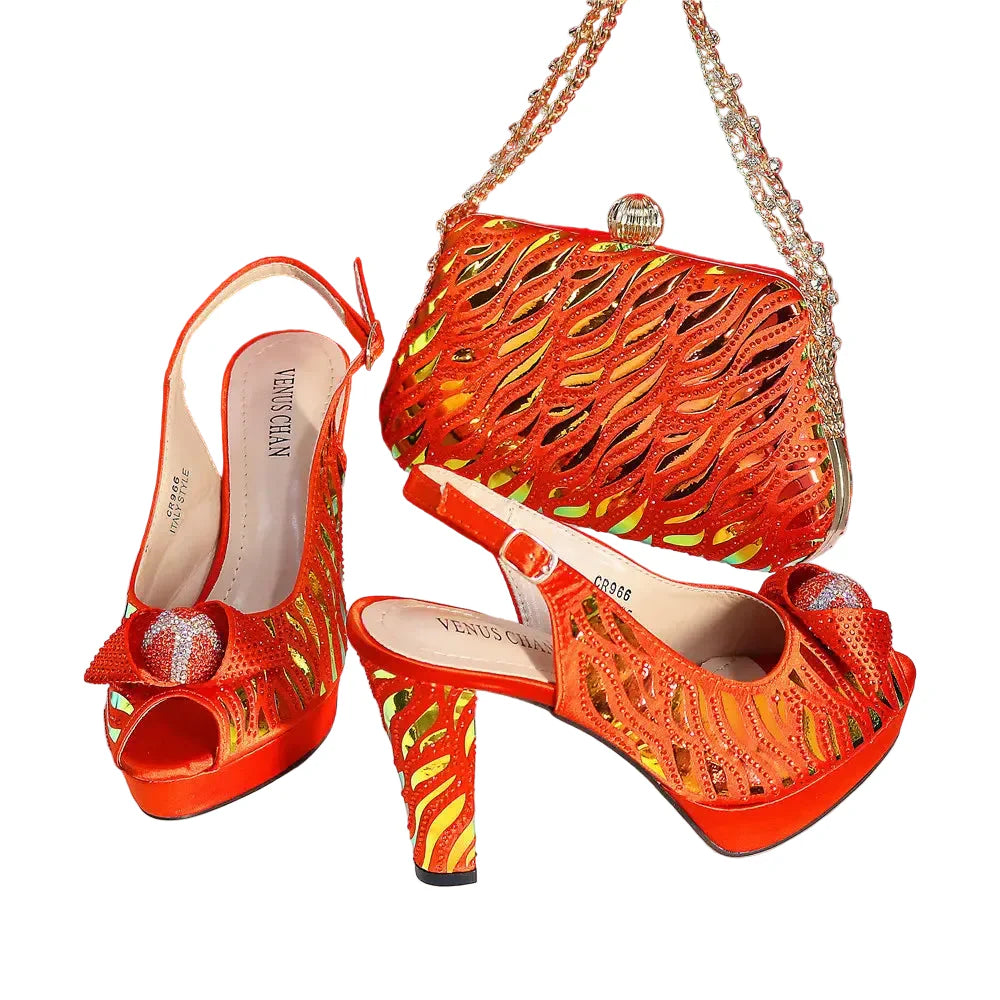 New Fashion Ladies Shoes Matching Bag Set HTRE45