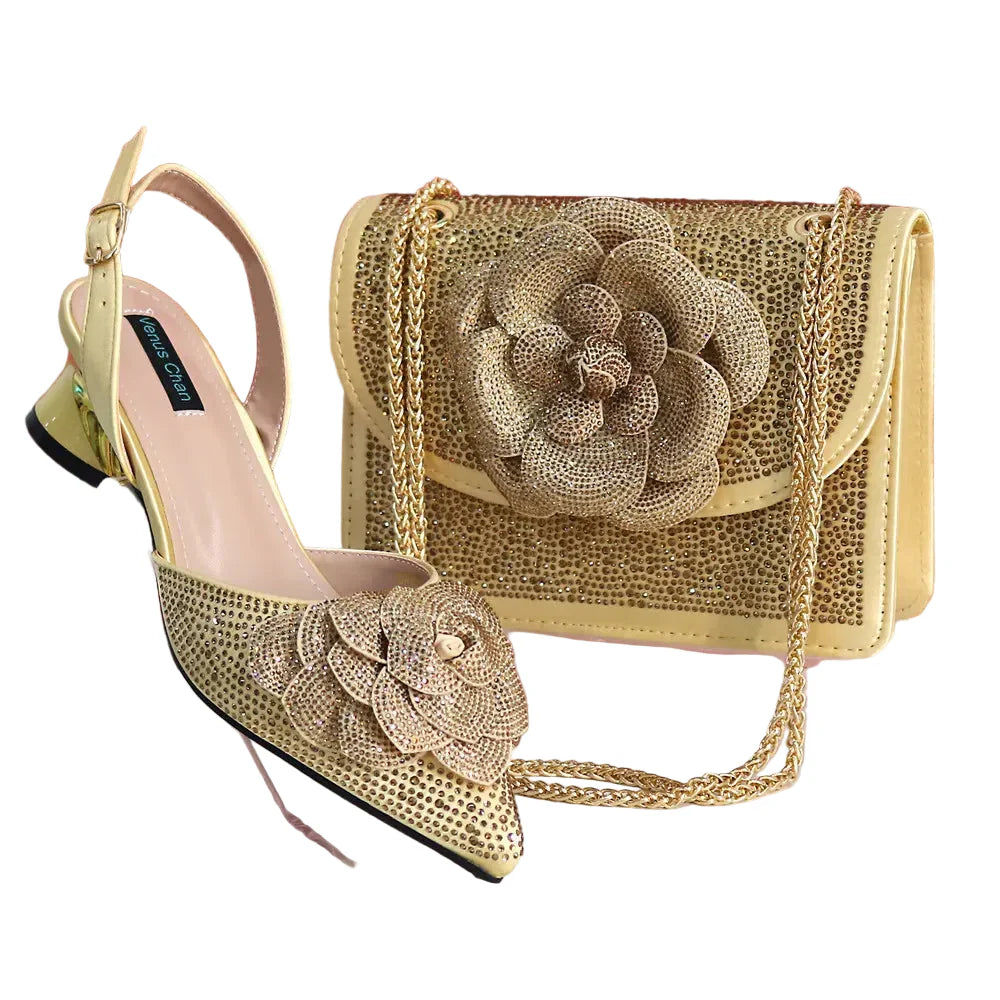 Elegant Lady Shoes And Bag Set with Rhinestone NBT543