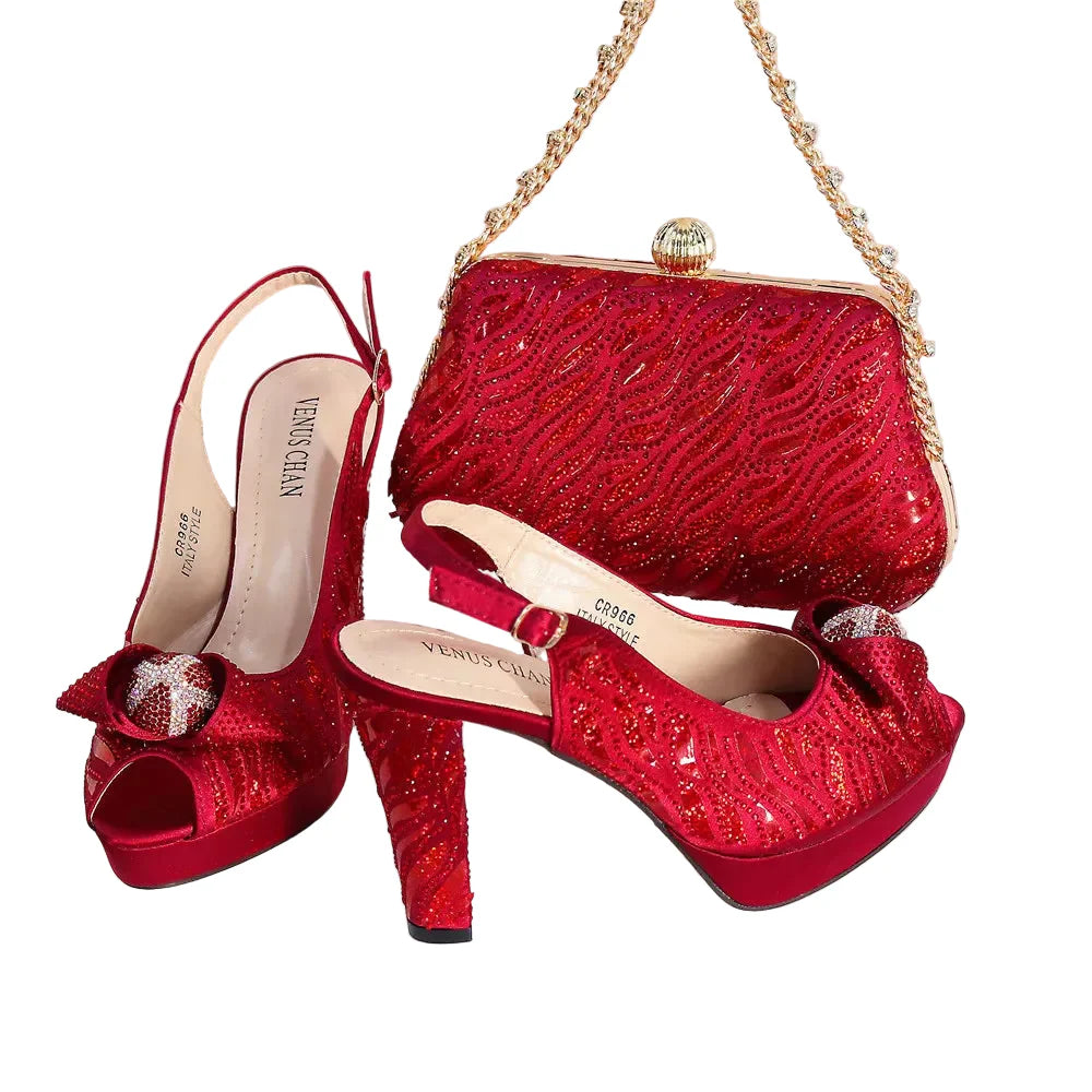 New Fashion Ladies Shoes Matching Bag Set HTRE45