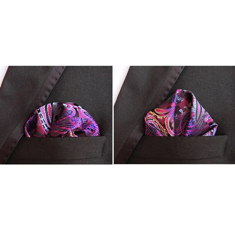 41 Colors 25 x 25 cm (9.8 x 9.8 in) Men's Pocket Square Handkerchief - Paisley, Dot & Stripe Wedding Hanky