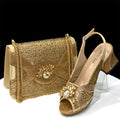 Elegant Women's Peep-Toe Heels and Matching Bag Set EDS40