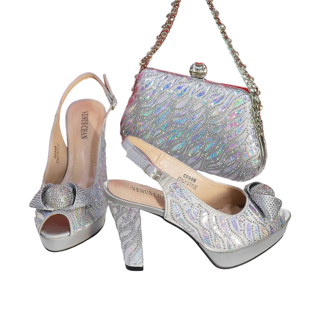 New Fashion Ladies Shoes Matching Bag Set HTRE45