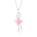 Ballerina Dancer Pendant Necklace in Sterling Silver and Enamel