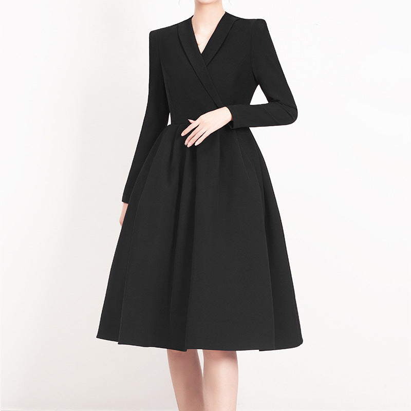 Red V-neck Dress Women's Suit Collar See SIZE chart for more details