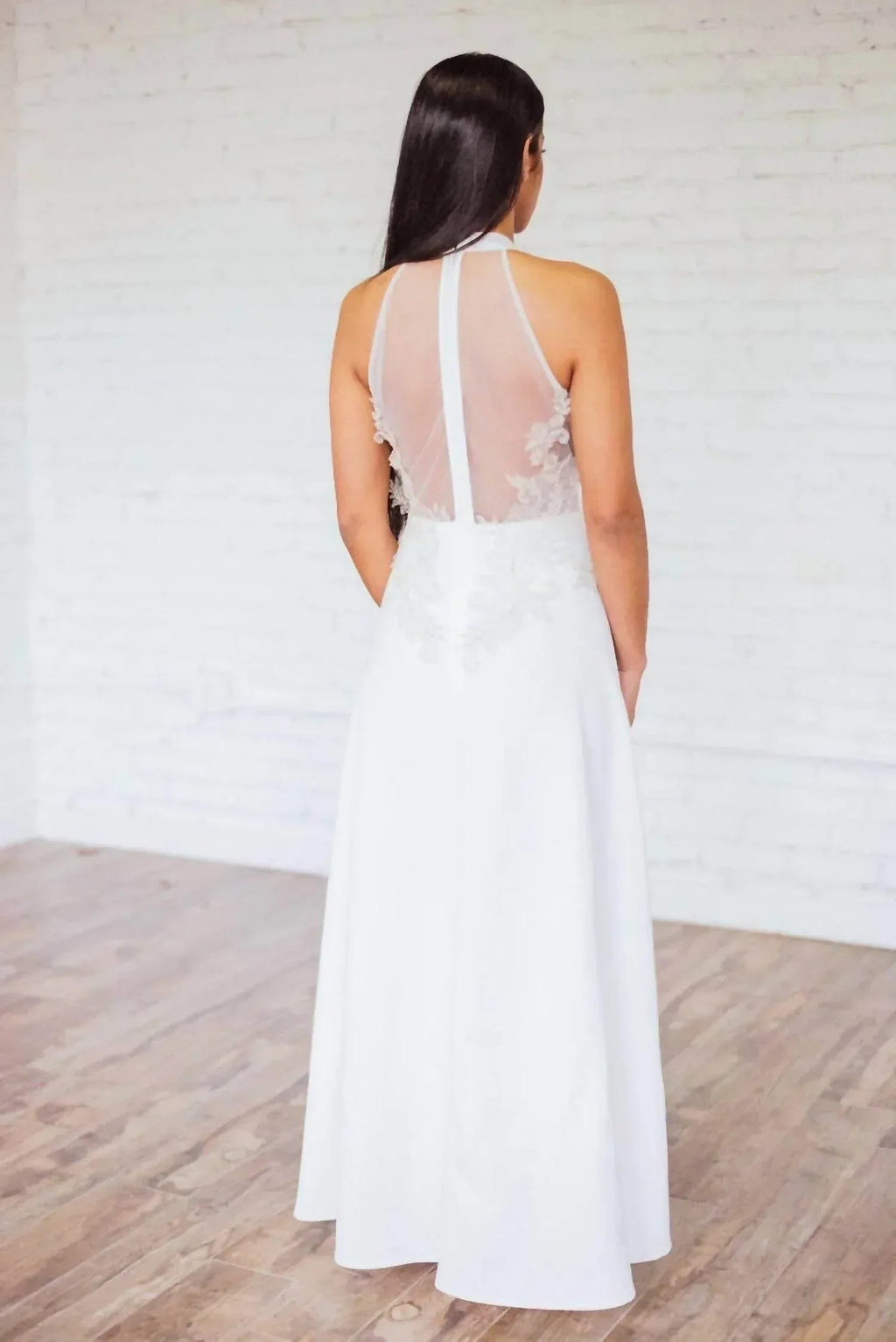 Halter Sheer Wedding Dress