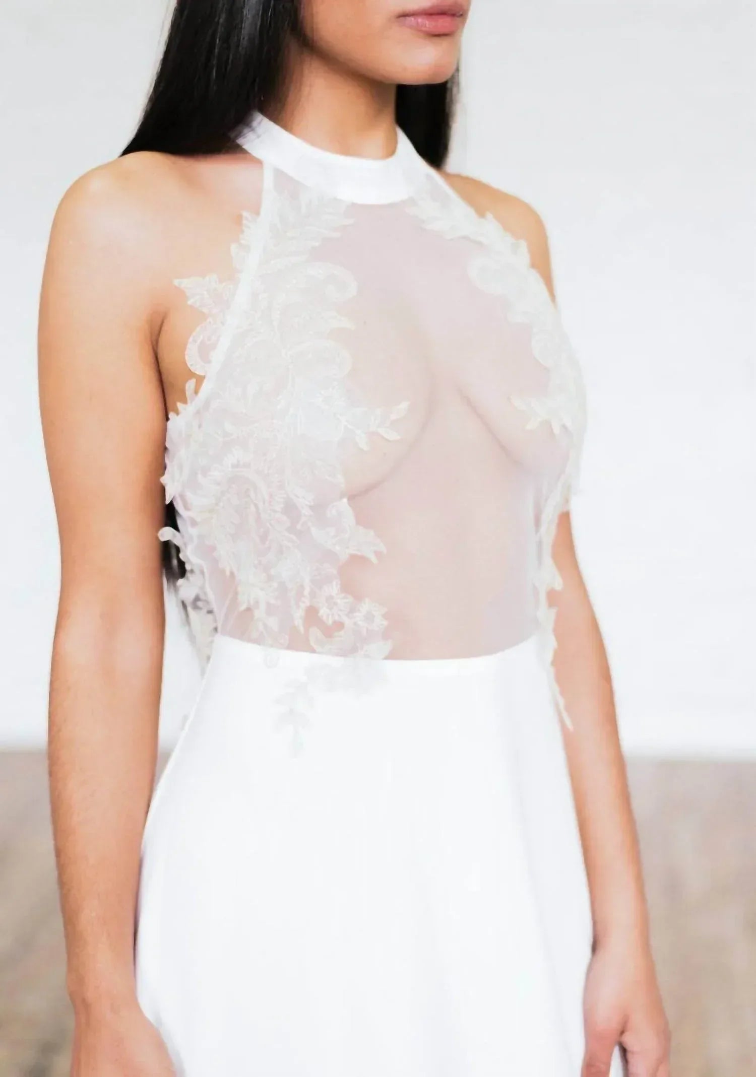 Halter Sheer Wedding Dress