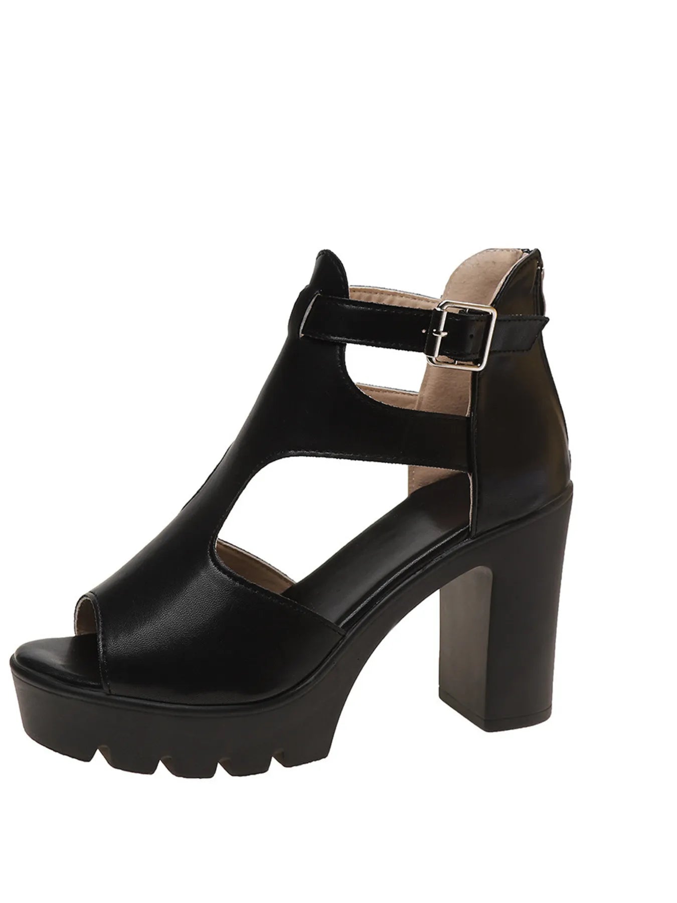 Cutout Block Heels Sandals